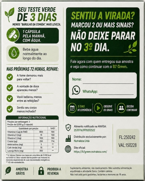 B7 Teste Verde de 3 Dias
